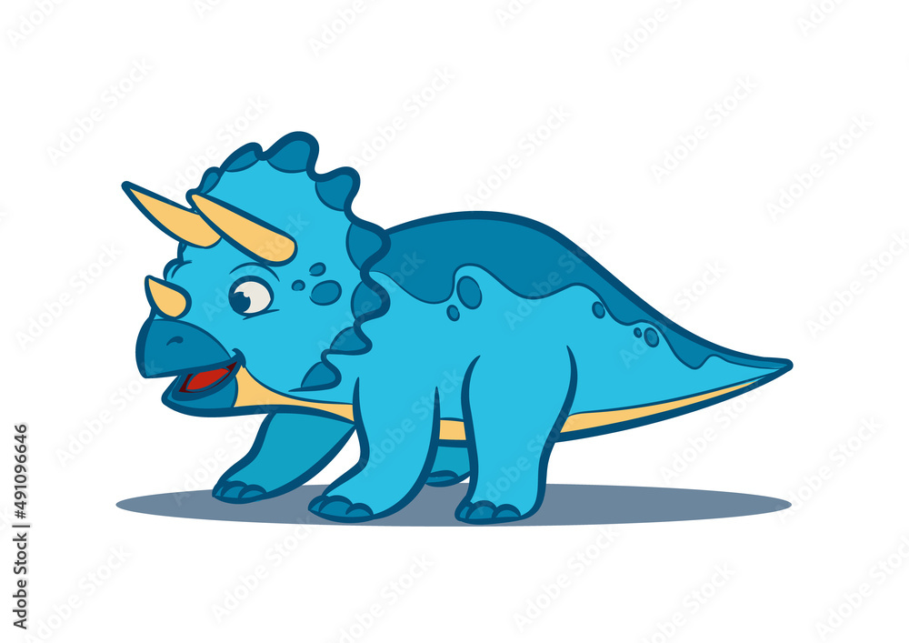triceratops dinosaur cartoon isolated on white line Stock Vector | Adobe  Stock