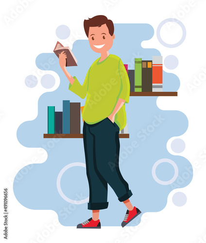 Portrait of man posing in stylish outfits, flat design concept, vector illustration