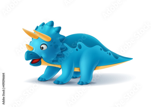 triceratops dinosaur cartoon isolated on white