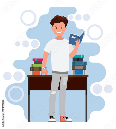 Portrait of man posing in stylish outfits, flat design concept, vector illustration