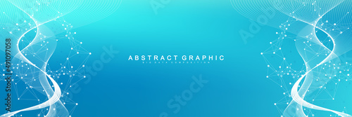 Digits abstract background with connected line and dots, wave flow. Digital neural networks. Network and connection background for your presentation. Graphic polygonal background. Vector illustration.