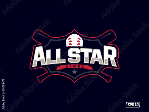 Modern professional emblem-logo with the image of a baseball ball. All Star