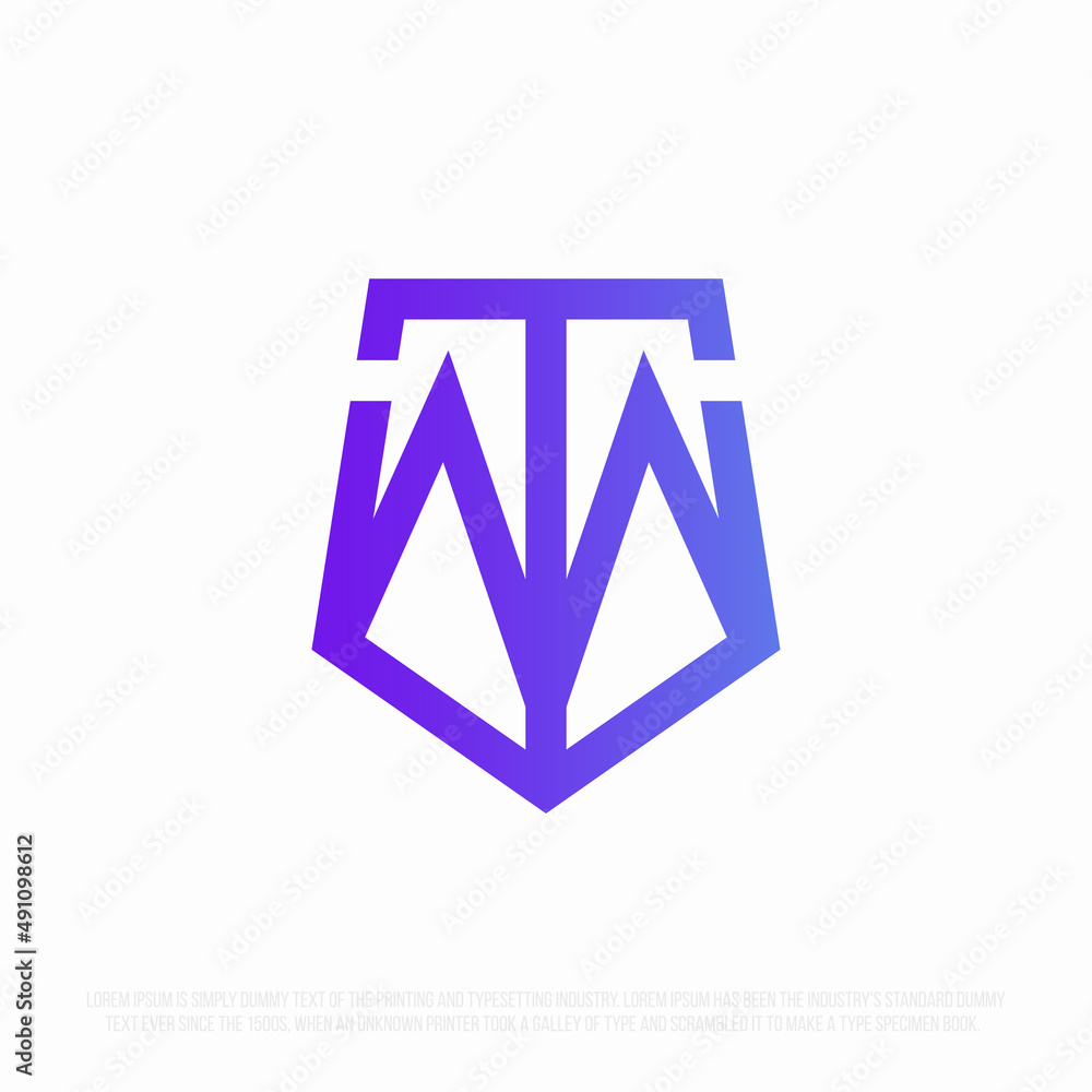 Modern professional TM monogram inside the shield Modern professional TM monogram inside the shield