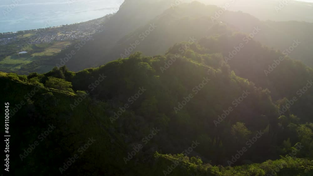 Tropical Koolau Mountains and Kuliouou at Sunrise on Oahu, Hawaii Tropical Koolau Mountains and Kuliouou at Sunrise on Oahu, Hawaii