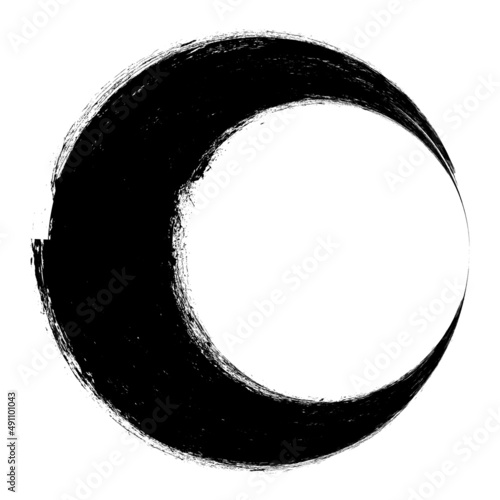 Half Circle Brush Stroke Border Frame . Grunge Element for your Design . Moon logo . Letter c . Dispersion effect . Vector illustration