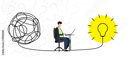 Confused complicated way as chaos or problem concept illustration