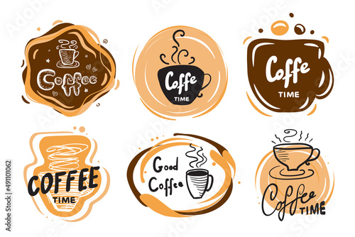 Coffee lettering, icon, sticker