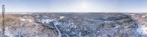 Aerial Wilderness Winter - Northern Ontario Canada