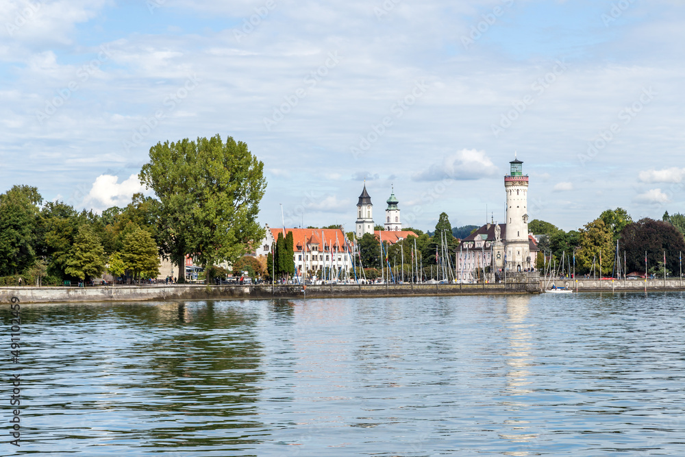 Lindau, Germany. Beautiful view of the port and old buildings on the waterfront