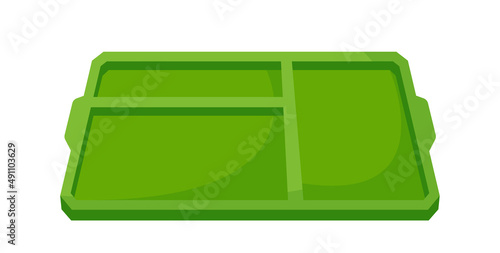 Empty Food Tray, Plastic Rectangular Kitchen Item with Separated Places for Different Meals. Dinner Plate, Dish for Cafe
