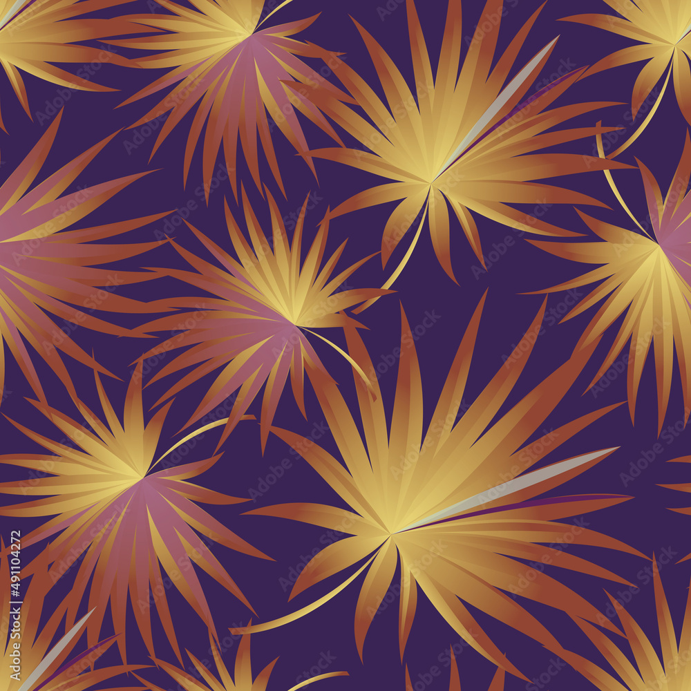 Palm. Seamless pattern with branches and leaves of tropical plants, trees. Vector image. Palm. Seamless pattern with branches and leaves of tropical plants, trees. Vector image.