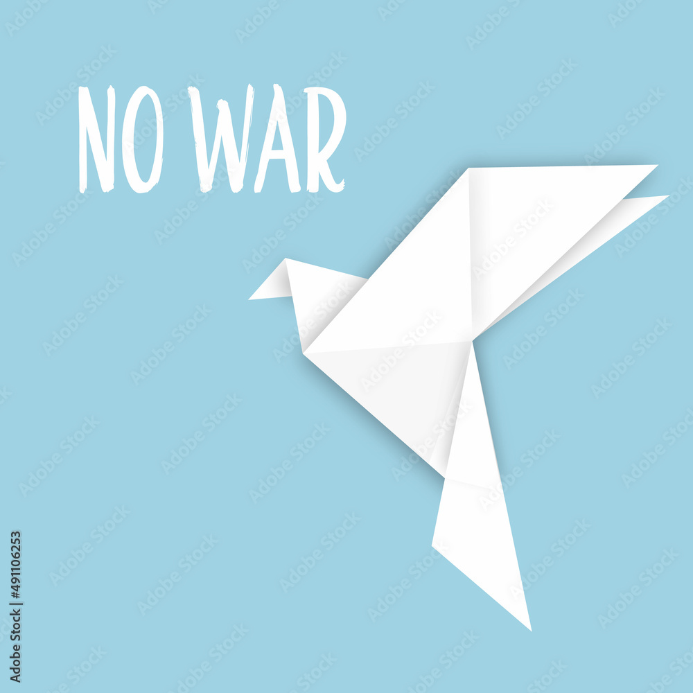 Vector illustration of flying peace dove in origami style. White pigeon. Say no to war Vector illustration of flying peace dove in origami style. White pigeon. Say no to war