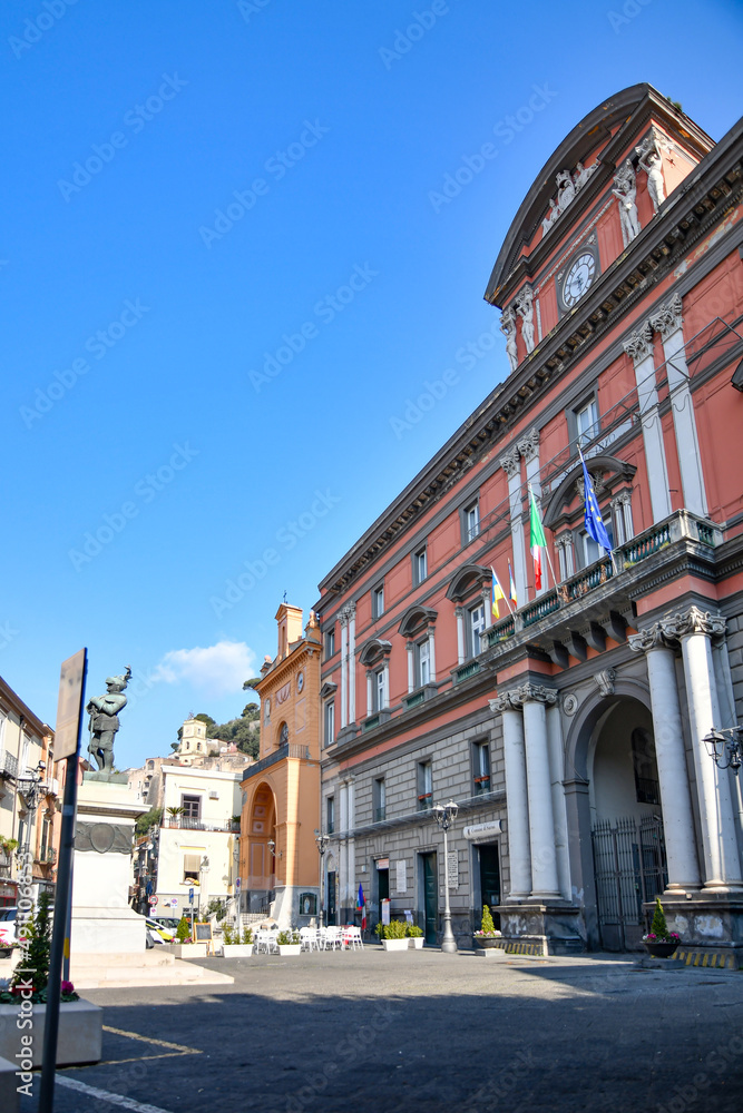The facade of the town hall of Sarno, town in Naples province, Italy.