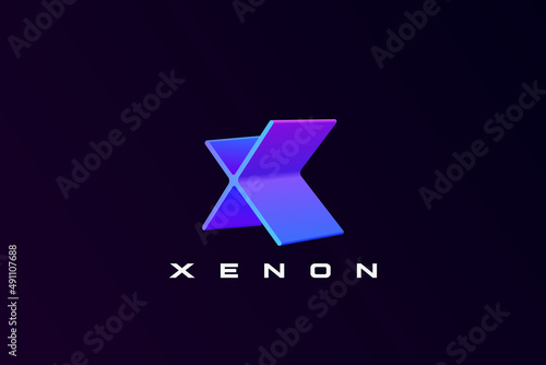 Letter X Logo design Hitech Digital Futuristic Technology style