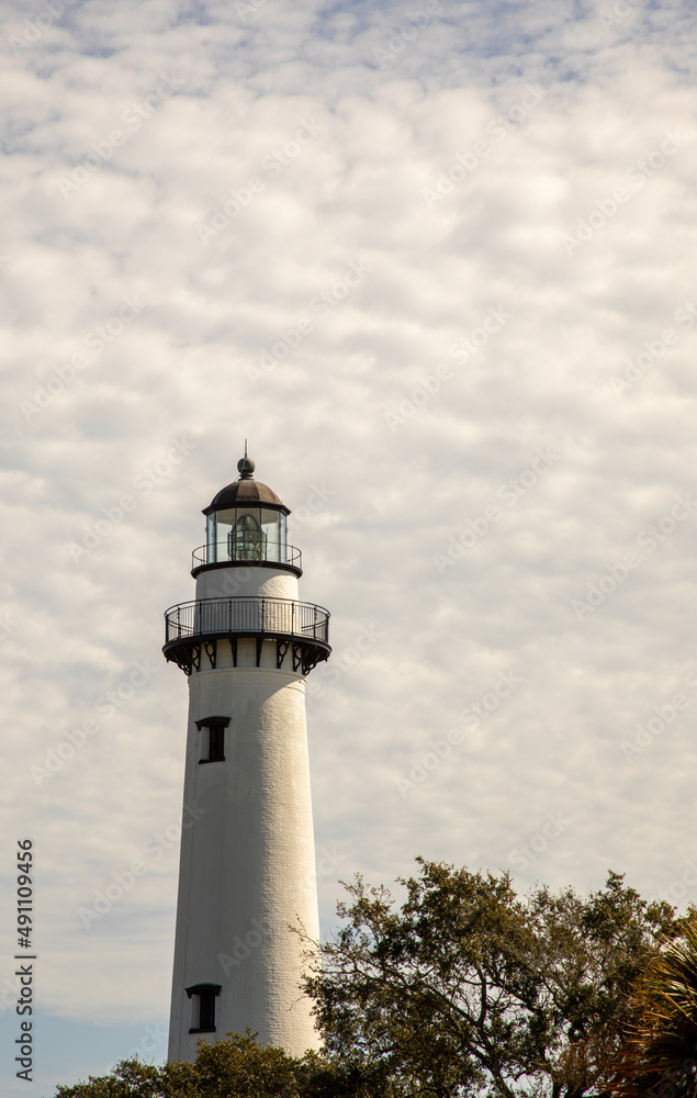 St Simons Island Lighthouse in clouds