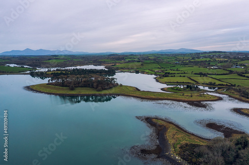 aerial view of winter countryside morning, Northern Ireland