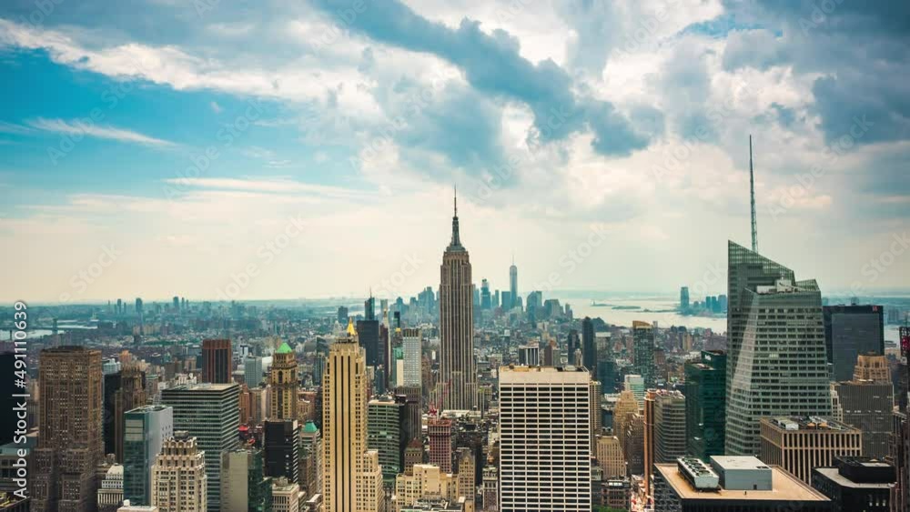 Time lapse view of Manhattan skyline, New York City, United States.