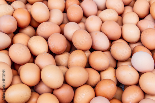 Fresh brown chicken eggs, food ingredients concept.