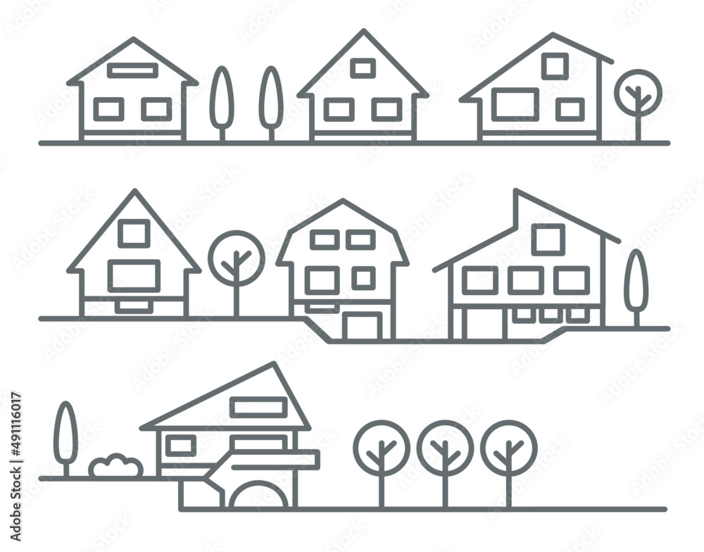 Fototapeta premium Set of houses icons. Houses types collection. Real estate property.