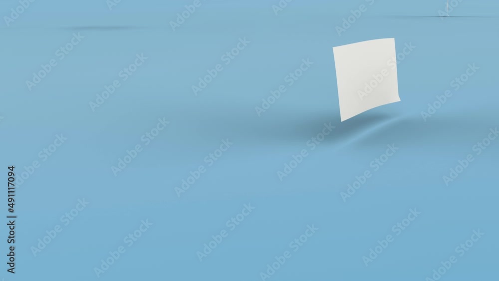 Flying sheets of white paper swirling in the air in a whirlwind