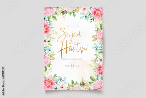 elegant watercolor floral wedding card set © lukasdedi