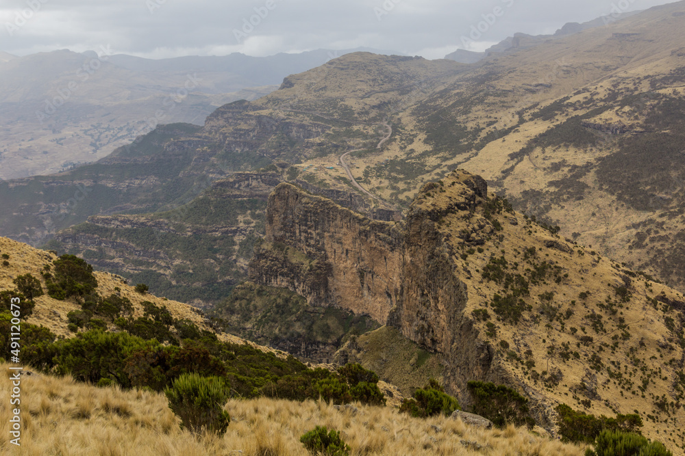 View down from northern escarpment in Simien mountains, Ethiopia