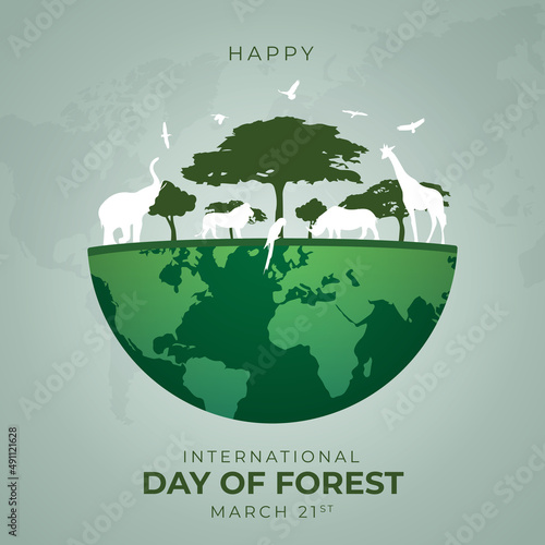Happy international day of forest illustration background design template