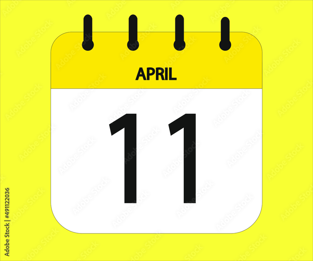 April 11th yellow calendar icon for days of the month April 11th yellow calendar icon for days of the month