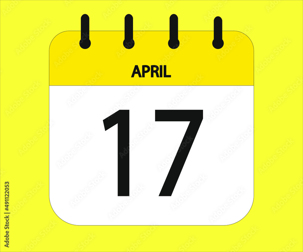 April 17th yellow calendar icon for days of the month April 17th yellow calendar icon for days of the month