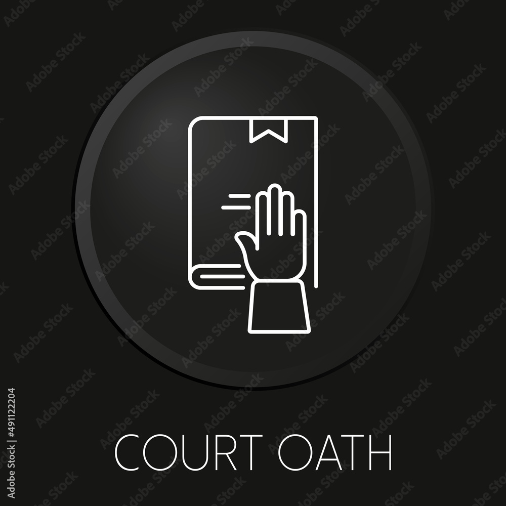 Court oath minimal vector line icon on 3D button isolated on black background. Premium Vector. Court oath minimal vector line icon on 3D button isolated on black background. Premium Vector.