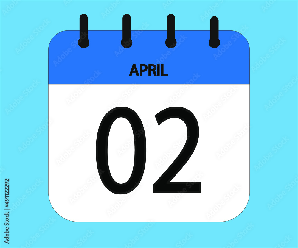 April 02th blue calendar icon for days of the month April 02th blue calendar icon for days of the month