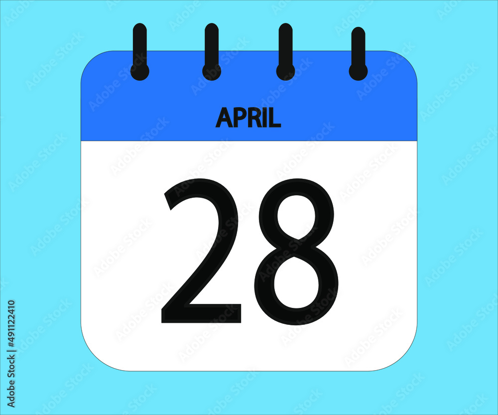 April 28th blue calendar icon for days of the month April 28th blue calendar icon for days of the month