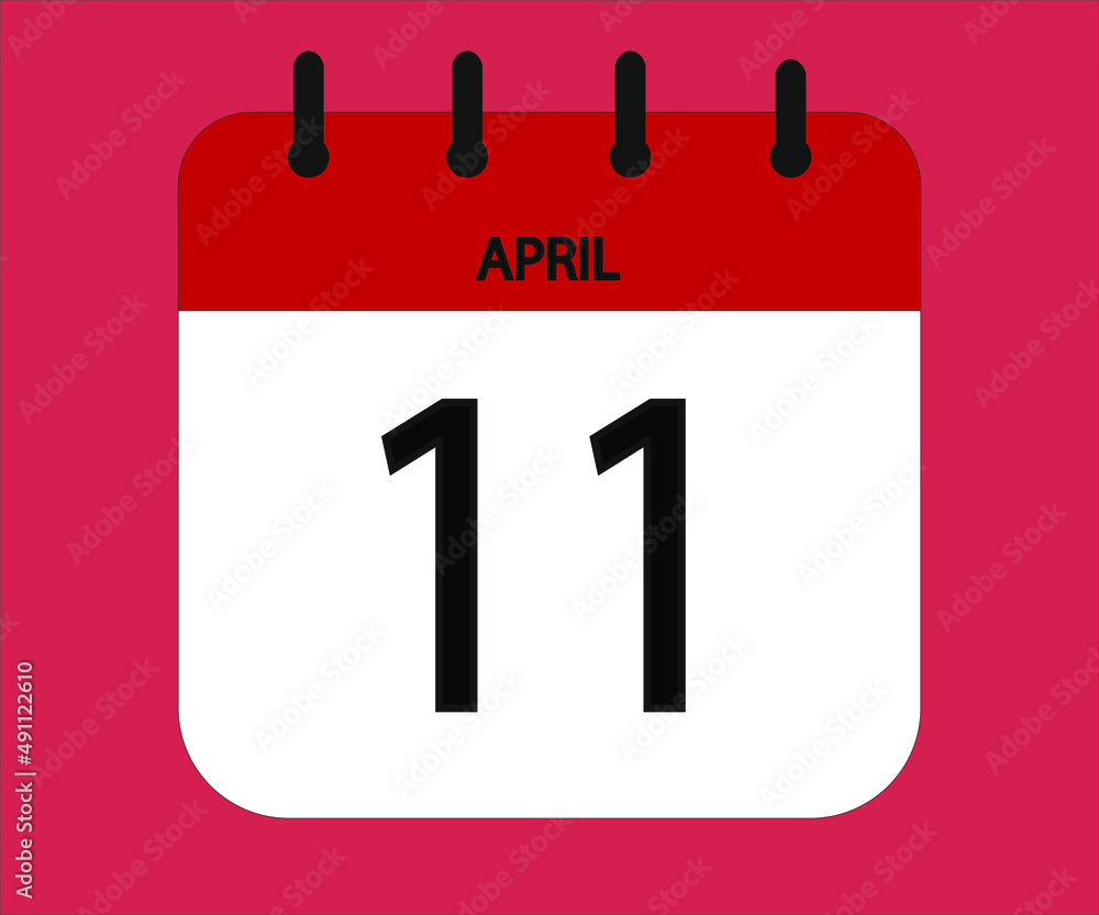 April 11th red calendar icon for days of the month April 11th red calendar icon for days of the month