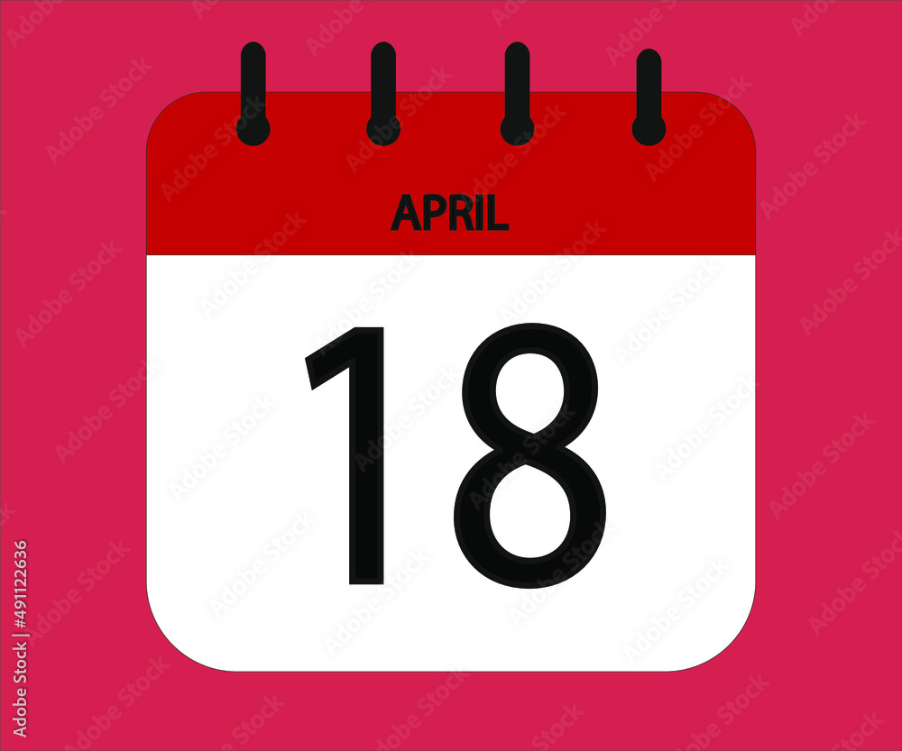 April 18th red calendar icon for days of the month April 18th red calendar icon for days of the month