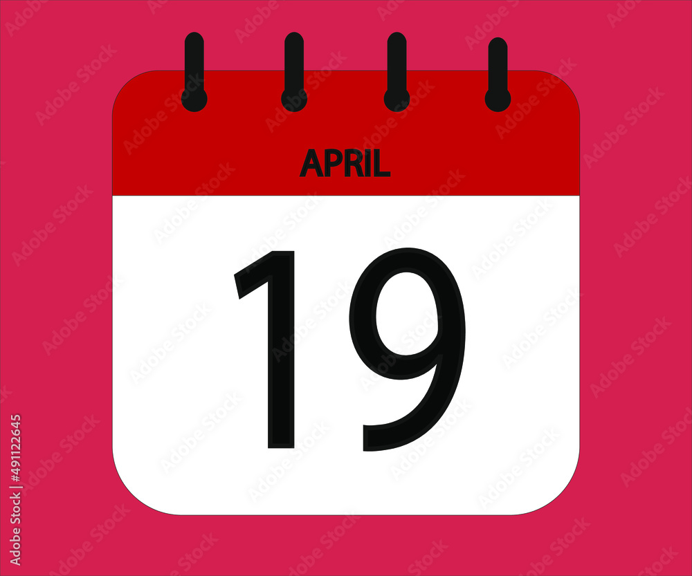 April 19th red calendar icon for days of the month April 19th red calendar icon for days of the month