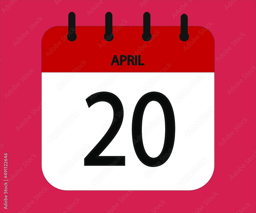 April 20th red calendar icon for days of the month April 20th red calendar icon for days of the month