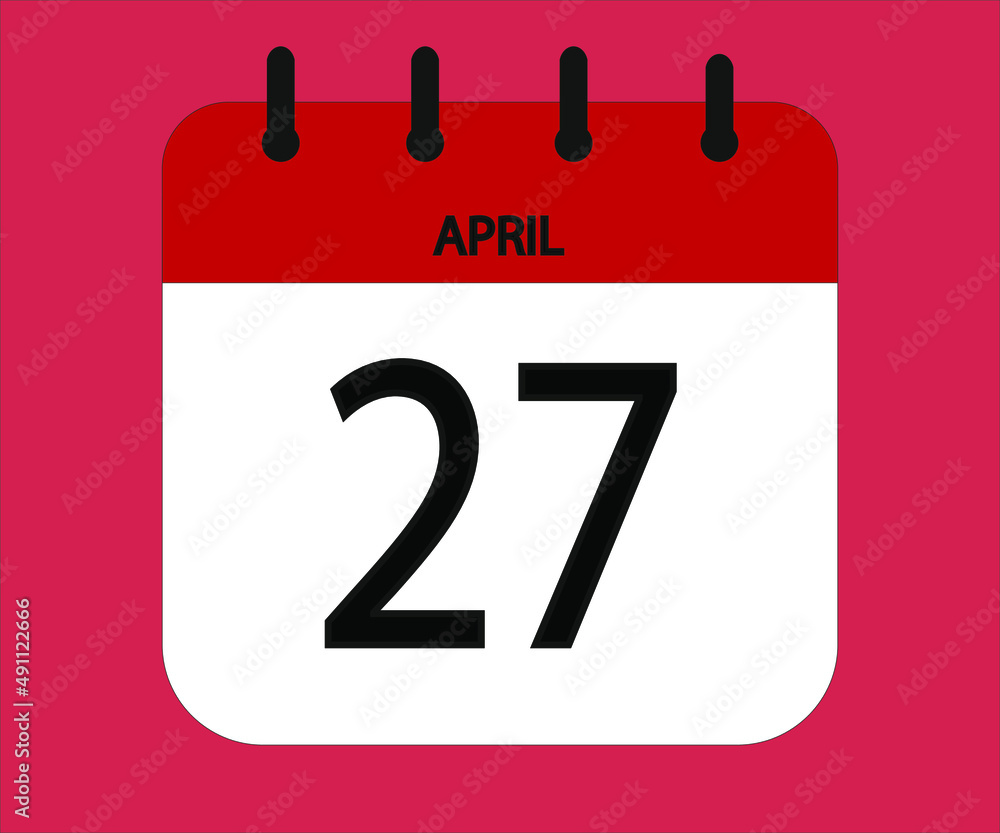 April 27th red calendar icon for days of the month April 27th red calendar icon for days of the month