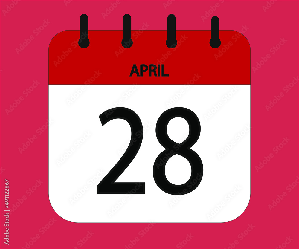 April 28th red calendar icon for days of the month April 28th red calendar icon for days of the month