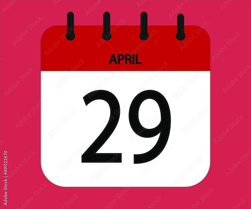 April 29th red calendar icon for days of the month April 29th red calendar icon for days of the month