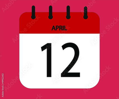 April 12th red calendar icon for days of the month