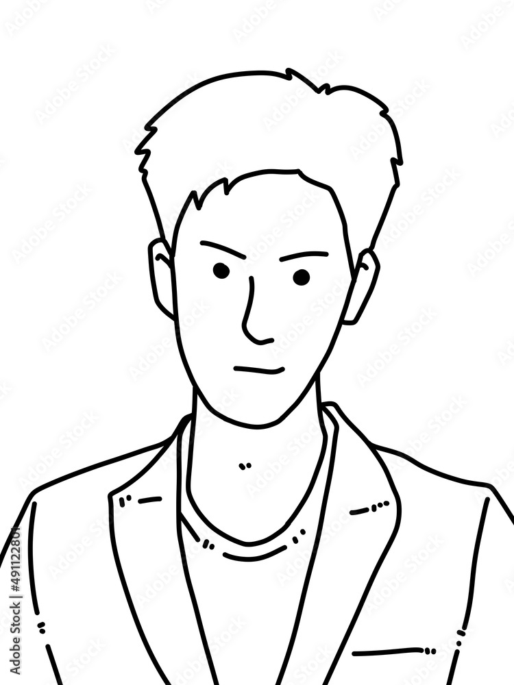 black and white of man cartoon for coloring