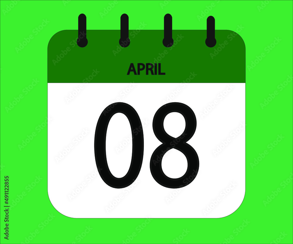 April 08th green calendar icon for days of the month April 08th green calendar icon for days of the month