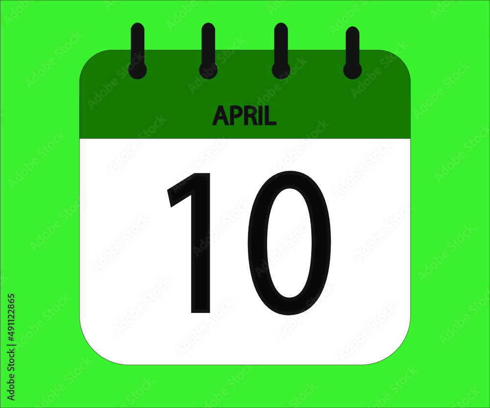 April 10th green calendar icon for days of the month April 10th green calendar icon for days of the month