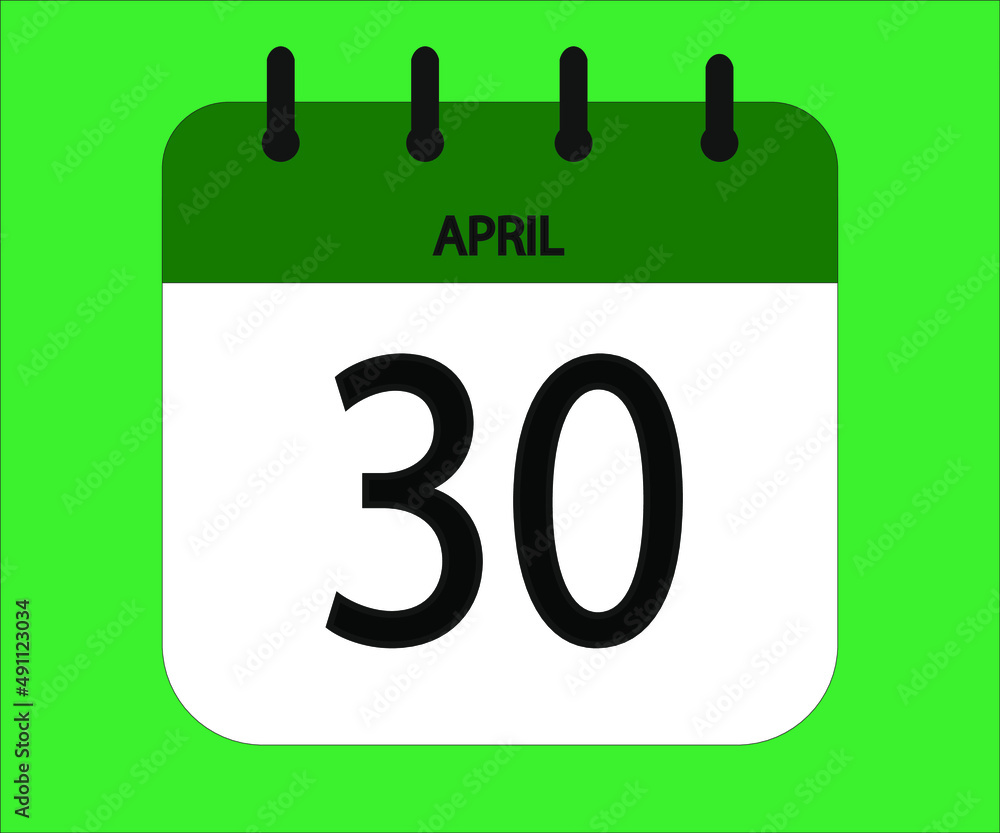 April 30th green calendar icon for days of the month April 30th green calendar icon for days of the month