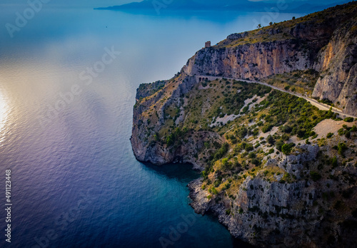 Amazing blue water of the Mediterranian sea at the coast of Italy - travel photography photo