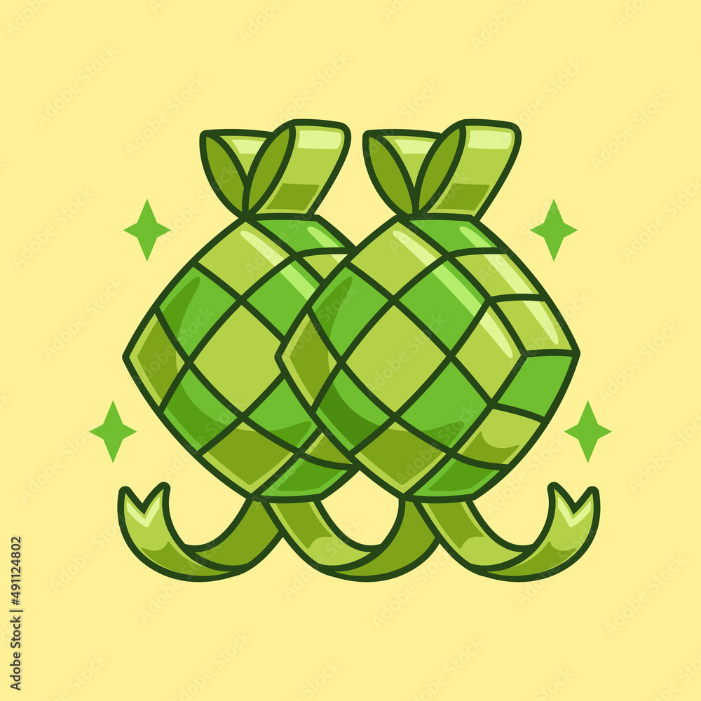 Traditional Ketupat Cartoon for Ramadan Kareem Traditional Ketupat Cartoon for Ramadan Kareem