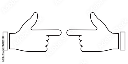 Linear icon with two hands index fingers. Finger gesture. Vector illustration. stock image. 