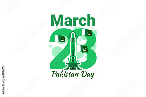 March 23, Happy Pakistan Day vector illustration. Suitable for greeting card, poster and banner