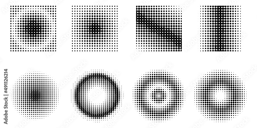 Dot shapes in retro style. Dot background. Minimal line illustration background. Vector illustration. stock image.