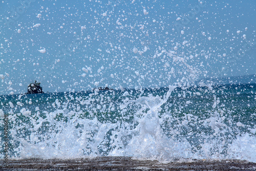splashing waves on the sea
